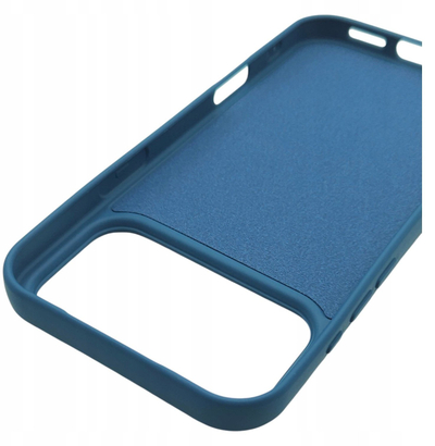 Kapak silikoni OEM për iPhone 17 Pro Max, mikrofibër, kompatibil me karikim wireless, blu
