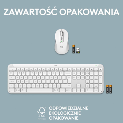 Тастатура Logitech Signature Slim MK950 + глувче (920-012491), бела боја