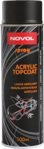 Sprej bojë akrilike Novol Topcoat, 0.5L, mat, e zezë