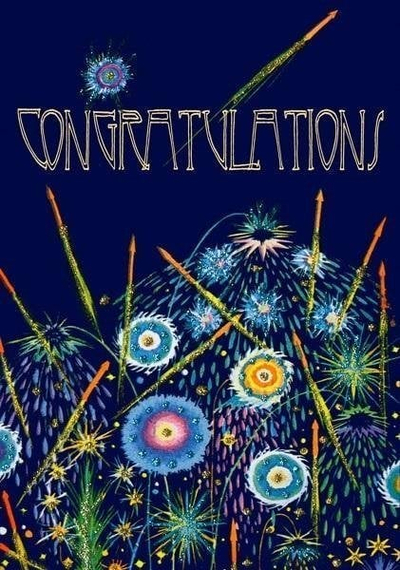 Kartolinë urimi Madame Treacle Congratulations Fireworks, formati B6, me zarf