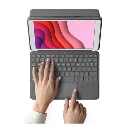 Mbrojtëse Logitech me tastierë Combo Touch për Apple iPad (gjenerata 7 / 8), CZ, e zezë