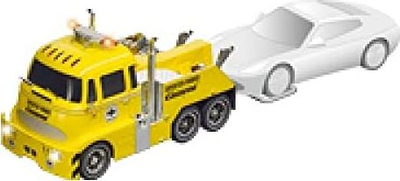 Kamionçinë lodër Carrera DIG 132 Tow Truck Wrecker ADCC, për pista slot, për sistemin Digital 132, e verdhë