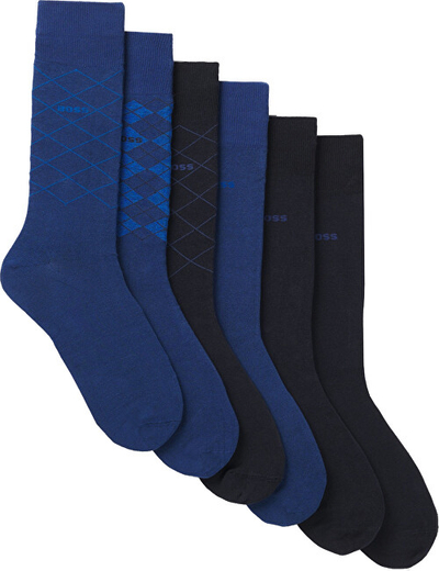 Set çorape për meshkuj Hugo Boss, 6 palë, të zeza/kaltra