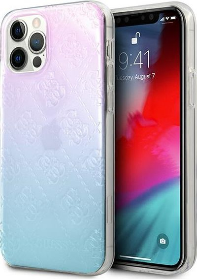 Kapak telefoni Guess Soft Cover 3D, për iPhone 12 Pro Max, gradient rozë blu