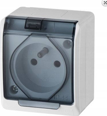 Prizë sipërfaqësore Elektro-Plast HERMES 0324-09, Schuko 2P+E, IP44, e zezë