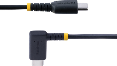Kabllo karikimi StarTech USB-C, 15 cm, 60W PD 3A, me kënd të drejtë, e zezë