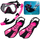 Set snorkelingu LeanToys, me pendë, maskë dhe tub, S/M, zi-rozë