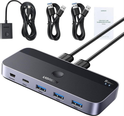 Ndërprerës USB Ugreen CM662, USB 3.0, 2 kompjuterë 4 dalje, i zi