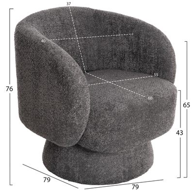 Kolltuk Karlen bouclé rrotullues (HM9592.01), gri