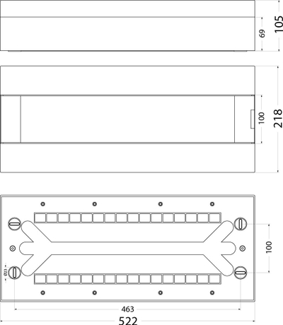 Panel elektrik i jashtëm SRn 1x24, 24 module, IP40, me derë transparente