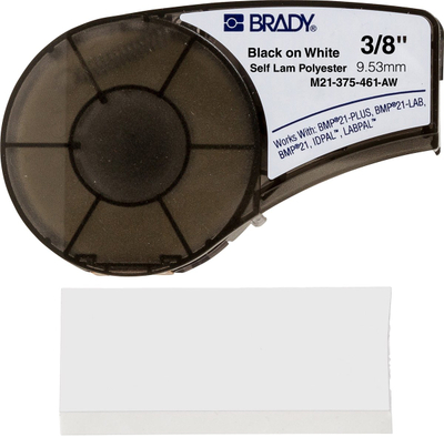 Kasetë etiketash për printer Brady M21-375-461-AW, poliestër vetëngjitës, 9.5mm, e bardhë