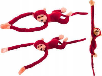 Loder pelushi Lean Toys Monkey, me tingull, 60 cm, e kuqe