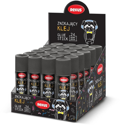 Ngjitës stiku Rexus Disappearing Glue Stick, 15 g, 24 copë, i zi