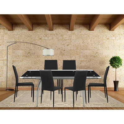 Set ngrënieje Loca-Teta, 7-pjesësh (Tavolinë 170×80 cm + 6 karrige) HM10010.02, zezë