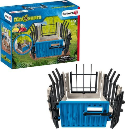 Set lodër Schleich Dinosaurs Extend a Fence, rrethim dinozaurësh, plastike, blu dhe gri