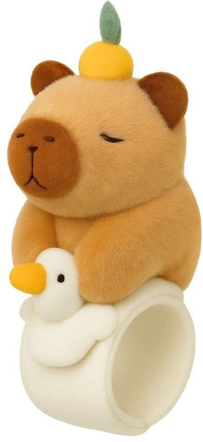 Lodër pelushi Leantoys Wristband Goose with Capybara, shpatore vetështrënguese, për foshnje, shumëngjyrëshe