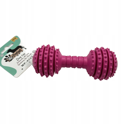 Играчка од гума за кучиња Mr. Pretzel, форма хантел со шилци, 15cm, цврста