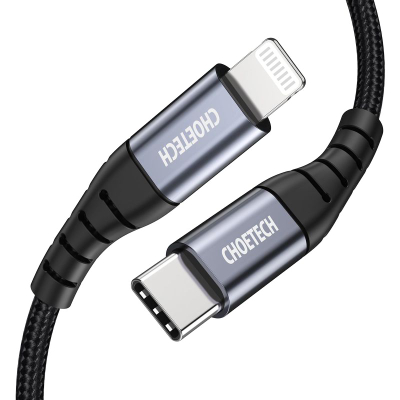 Kabllo USB Choetech IP0039, USB C me Lightning, 1.2m, e zezë