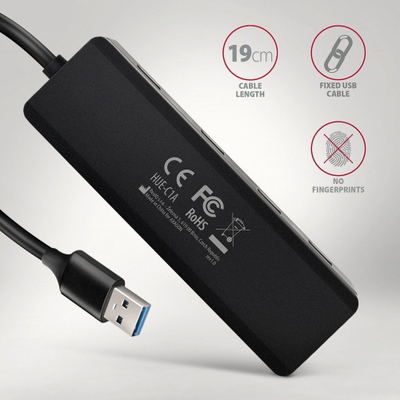 HUB USB Axagon HUE-C1A, 4 porta, USB 3.2 5Gbps, i zi
