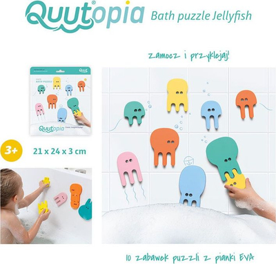 Puzzle për banjo Quut Quutopia Jellyfish, shkumë EVA, forma kandil deti, shumëngjyrësh