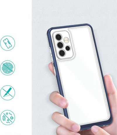Mbulesë telefoni Clear 3n1 për Samsung Galaxy A33 5G, transparente, me kornizë blu