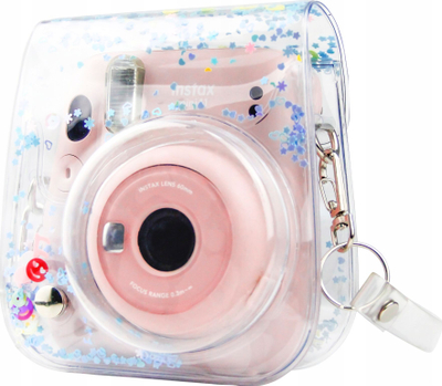 Mbulesë aparati LOVE INSTANT për Fujifilm Instax Mini 11, plastike, blu transparente me shkëlqyesa