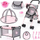 Set karrocë kukllash Bayer Design Doll Buggy, 10 pjesë, gri edhe rozë