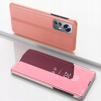 Mbulesë telefoni Clear View Case për Xiaomi 12 Lite, palosëse, PU, rozë me shkëlqim
