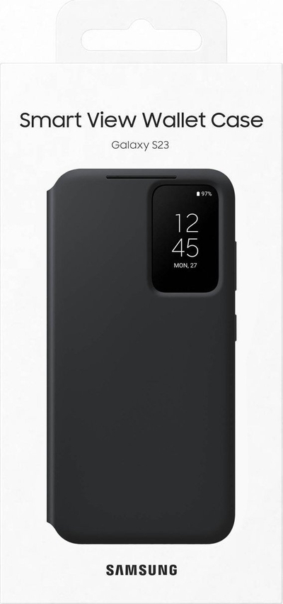 Këse Samsung Smart View Wallet për Galaxy S23, me kapak që paloset, origjinale, e zezë