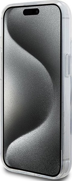 Futrollë telefoni Karl Lagerfeld KLHMP15SHMRSCHH, për iPhone 15 6.1", MagSafe, me unazë, e bardhë