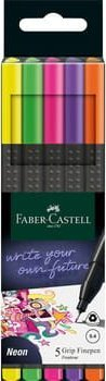 Set stilolapsash Faber Castell Grip Finepen Neon, 5 copë, ngjyra neon