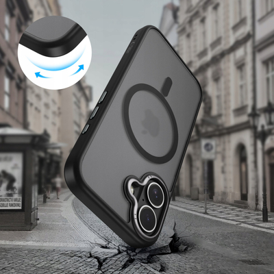 Kapak telefoni Tech-Protect MagEdge MagSafe për iPhone 17, mat, i zi