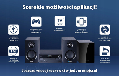 Sistem микро hi fi Blaupunkt MS55SUB, 240W, Bluetooth HDMI USB CD, црн