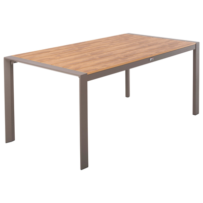 Tavolinë e jashtme Goya HM6059.04, alumin, polywood, 160x80x75 cm, ngjyrë champagne dru natyral