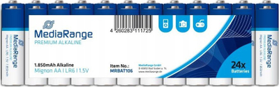 Bateri alkaline MediaRange MRBAT106, AA 1.5V, 24 copë, blu e bardhë