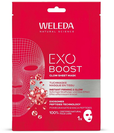Maskë fytyre Weleda Exo Boost Glow Sheet Mask, hidratim, efekt shkëlqimi, 20 ml