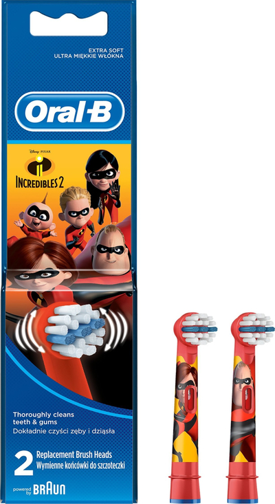 Koka zëvendësuese Oral-B Incredibles, për fëmijë, set 2 copë, shumëngjyrëshe