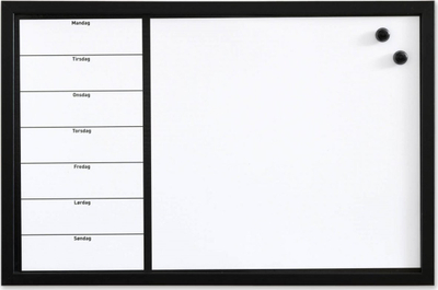Tabelë planifikuese javore Whiteboard, 60 x 40 cm, magnetike, kornizë e zezë