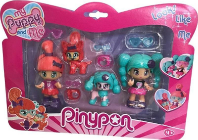 Set lodrash Pinypon My Puppy and Me, 4 figura, për kalamaj 4-8 vjeç, shumëngjyrësh