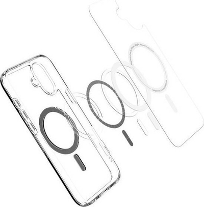 Mbrojtëse telefoni Spigen Ultra Hybrid MagSafe, për iPhone 16 Plus, transparente, kornizë e zezë