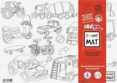 Dyshek për ngjyrosje Funny Mat Vehicles, 25 x 35 cm, shumëngjyrësh