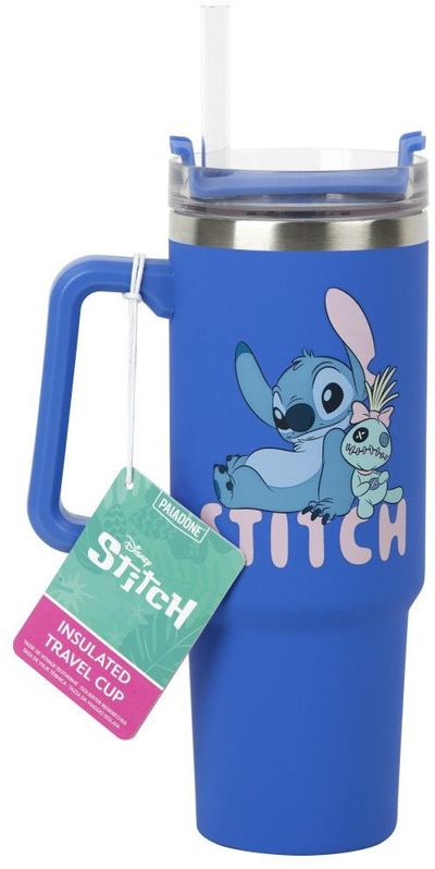 Gotë termike udhëtimi Disney Stitch, 900ml, me pipëz, blu