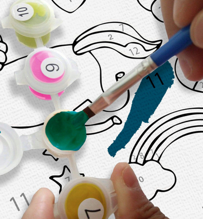 Set pikture me numra Splat Planet French Bulldog, kanavacë 40x30cm, bojë neon fluorescente, shumëngjyrëshe