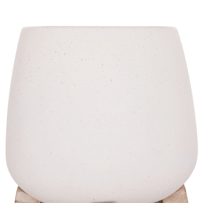 Vazo dekorative FRELLO HM4674.02S, fiber cement, 14.5x14.5x16 cm, e bardhë