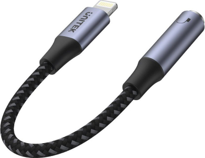 Adapter audio Unitek Lightning në 3.5 mm, kabllo e shkurtër, argjendtë me të zezë