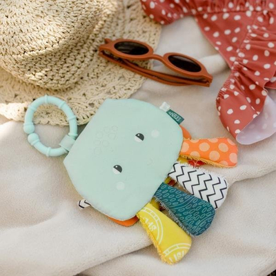 Играчка за бања Fehn Bath Book Octopus, водена книга за бебиња, со прстен за прицврстување, шарена