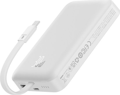Powerbank Baseus Magnetic Mini, 10000mAh, 30W, e bardhë