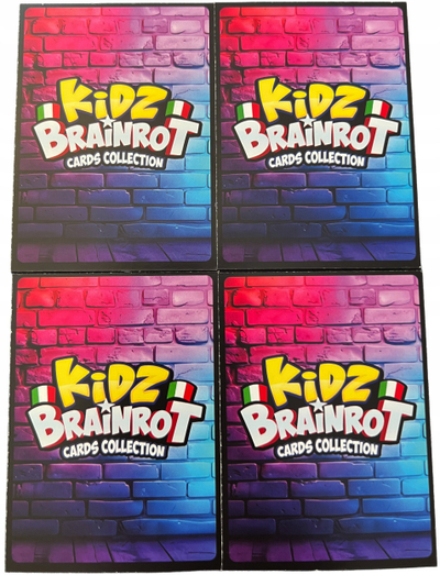Set kartolina dhe tatuazhe Italian Brainrot, 4 kartolina holografike, 4 tatuazhe, shumëngjyrëshe