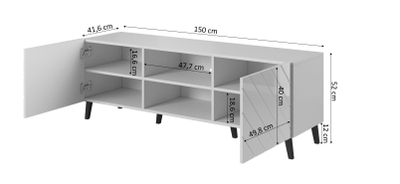Kabinet TV Cama Meble Abeto, 150x42x52 cm, i bardhë
