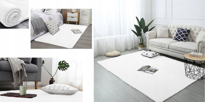 Тепих Plush Soft Carpet Rabbit, 200x250 cm, со меко влакно, бел